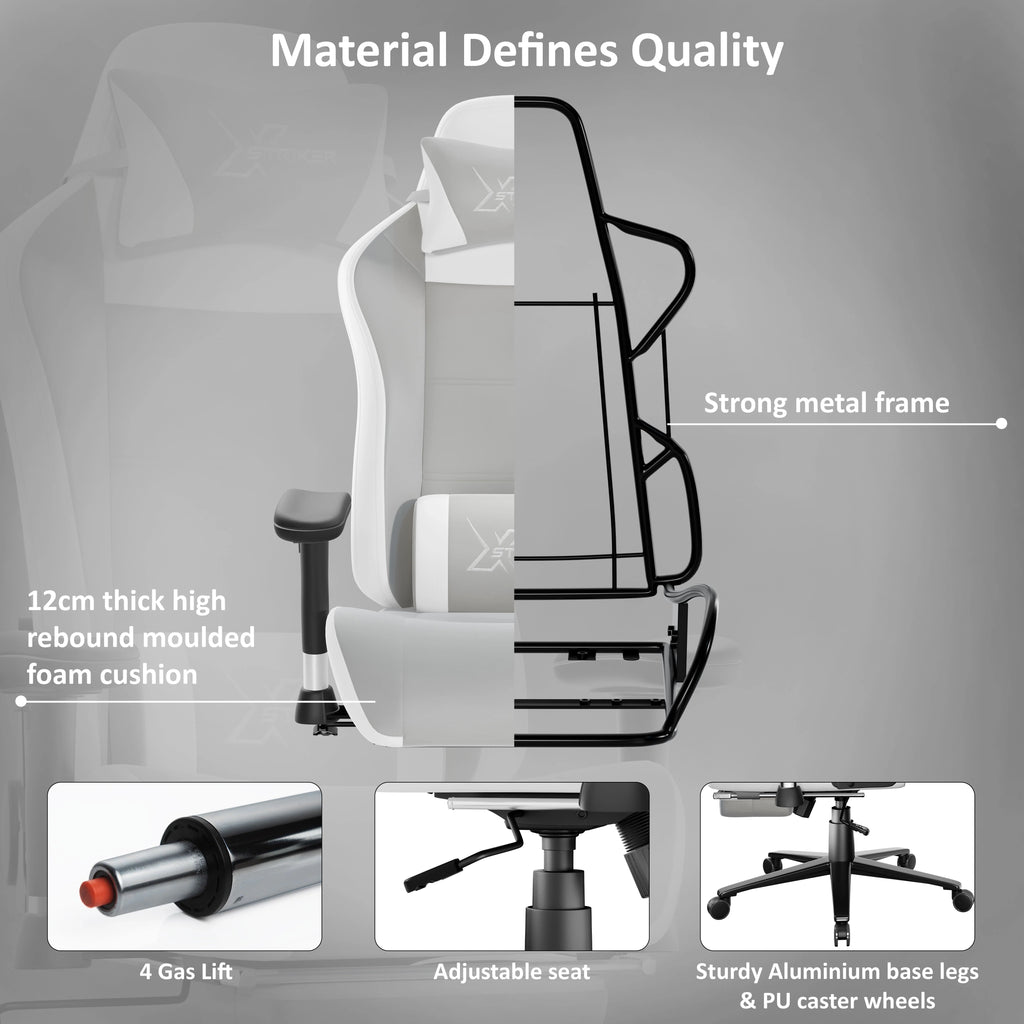 Chaise de jeu Xstriker Velvet avec repose-pieds – Chaise ergonomique large