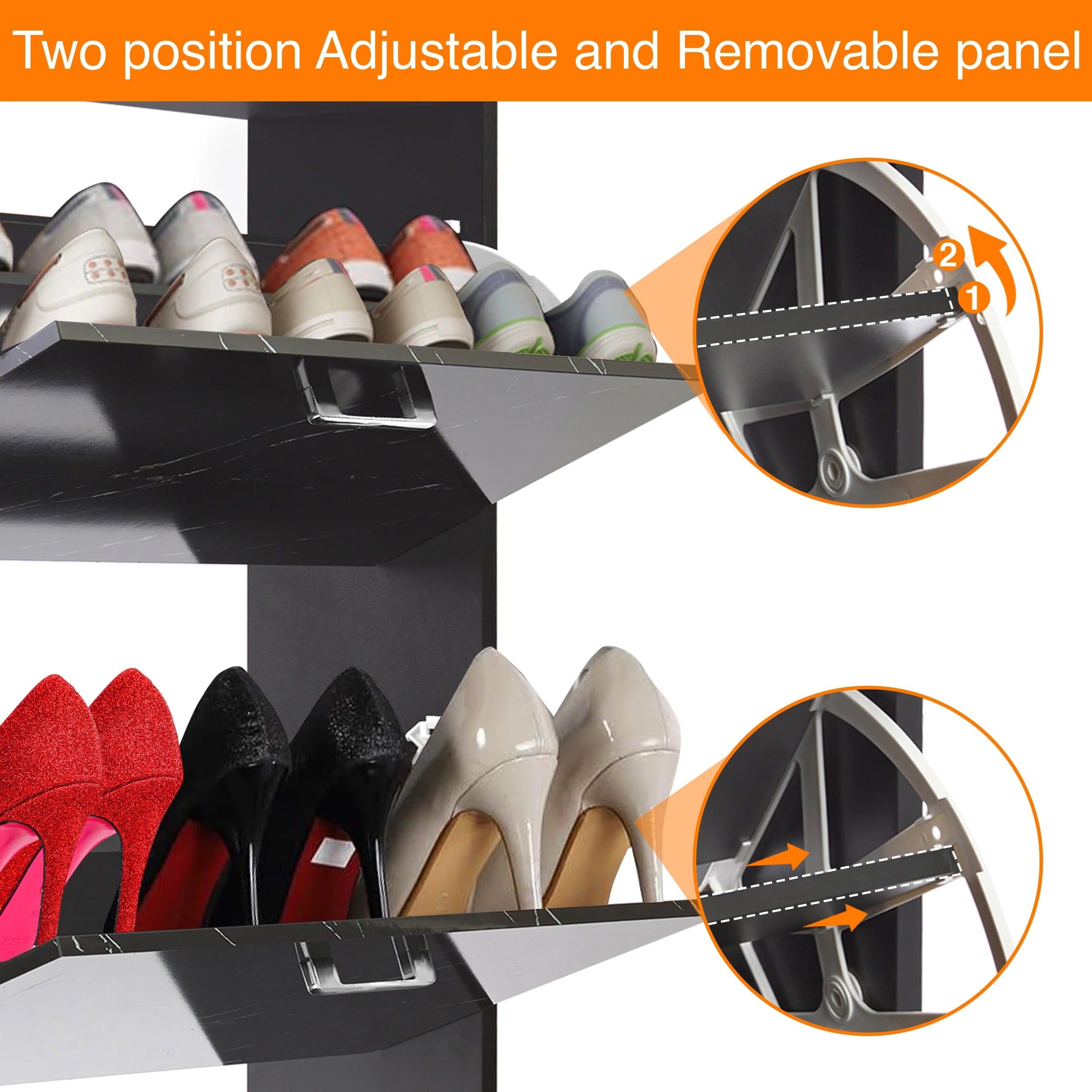 Meuble à chaussures étroit à 2 portes pour entrée | Petit rangement à chaussures