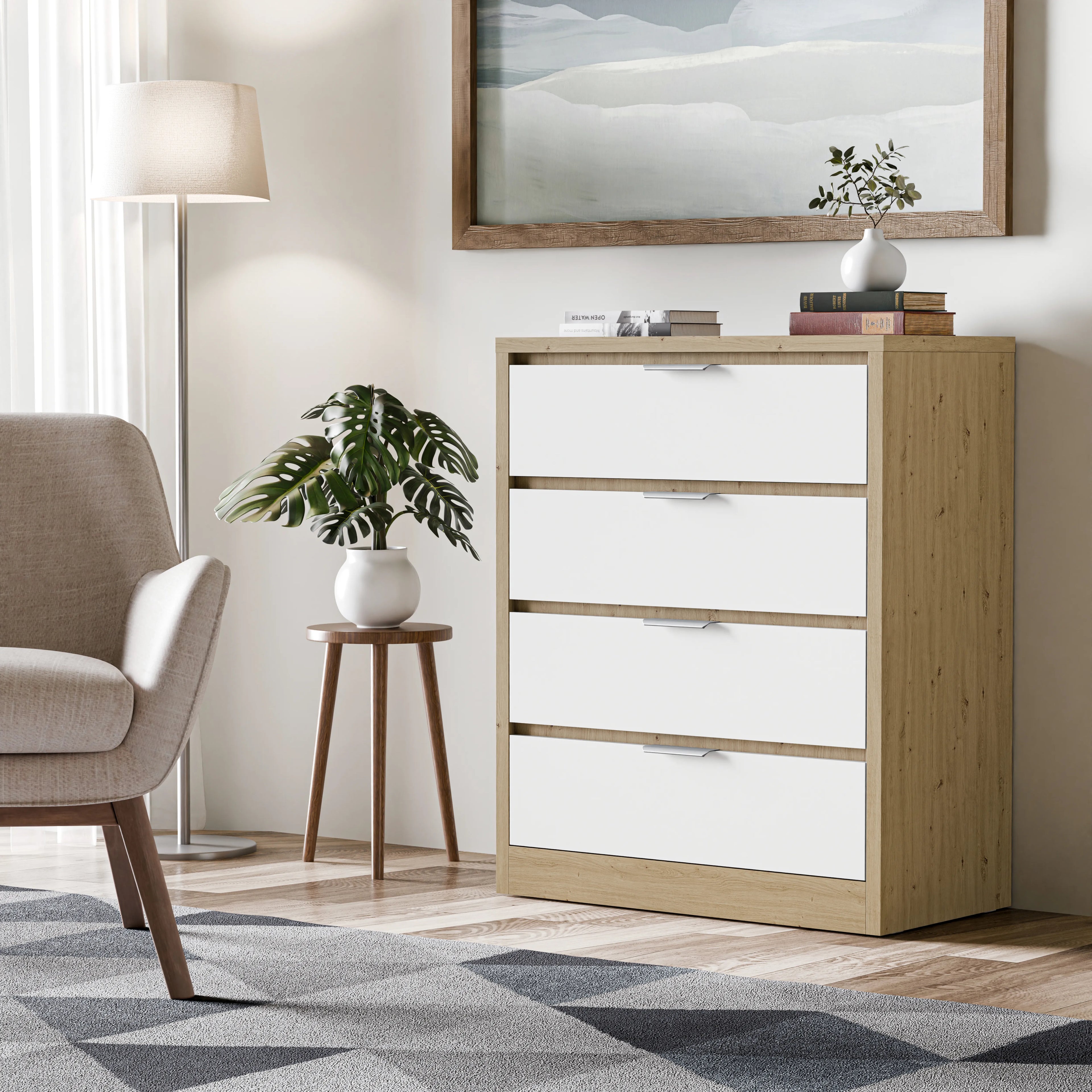 Commode Skova à 4 tiroirs - Commode Chester profonde