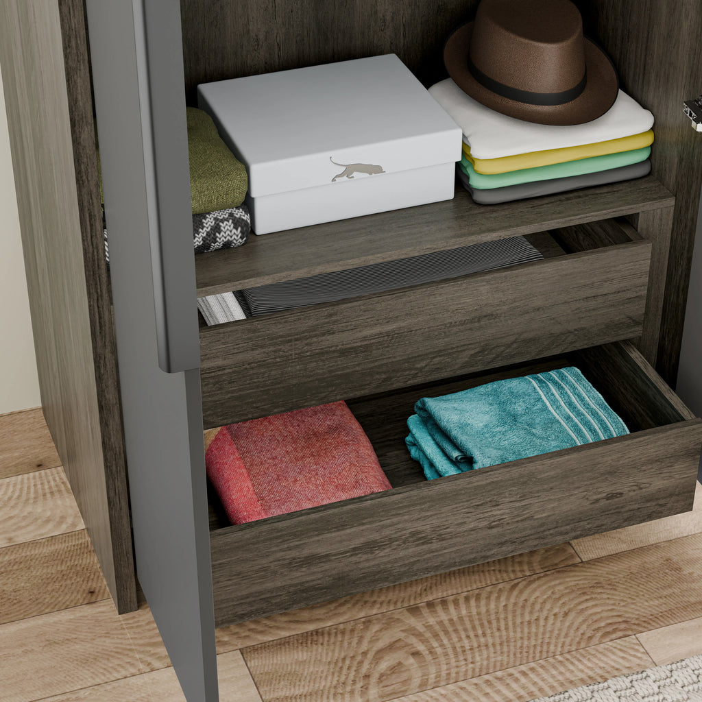 Armoire double Skova avec tiroirs et penderie