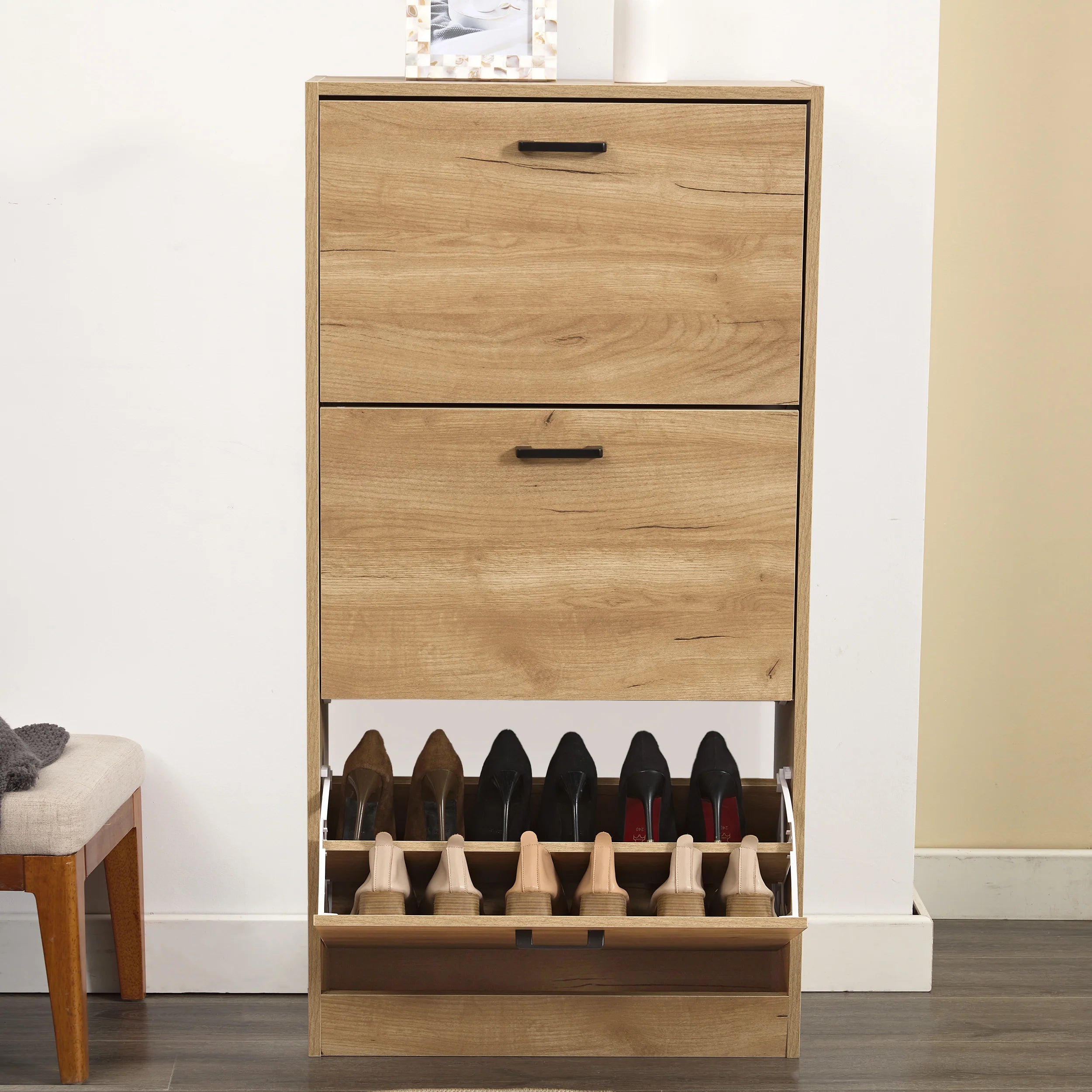 Meuble à chaussures étroit à 3 tiroirs pour entrée - Rangement pour chaussures hautes