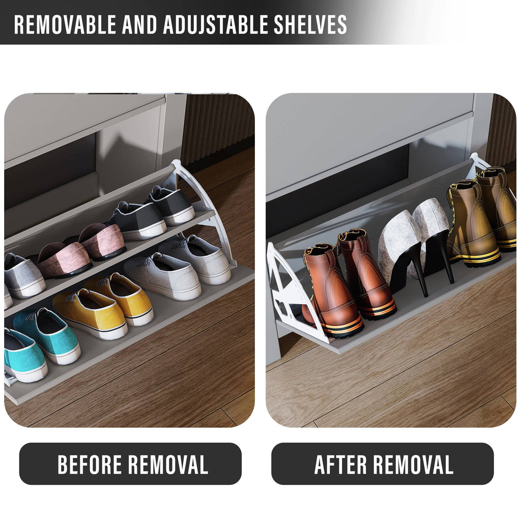 Meuble à chaussures moderne avec tiroirs | Rangement à chaussures à 2 portes