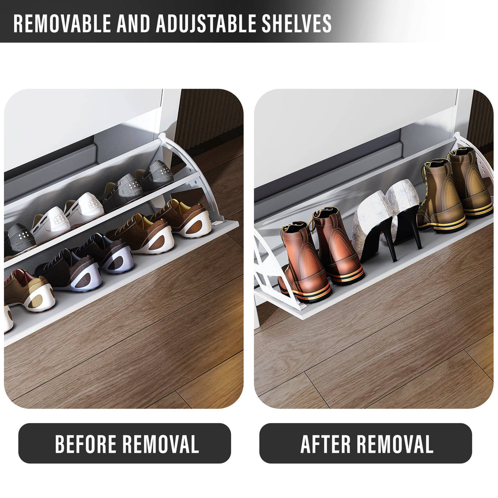 Meuble à chaussures moderne avec tiroirs | Rangement à chaussures à 2 portes