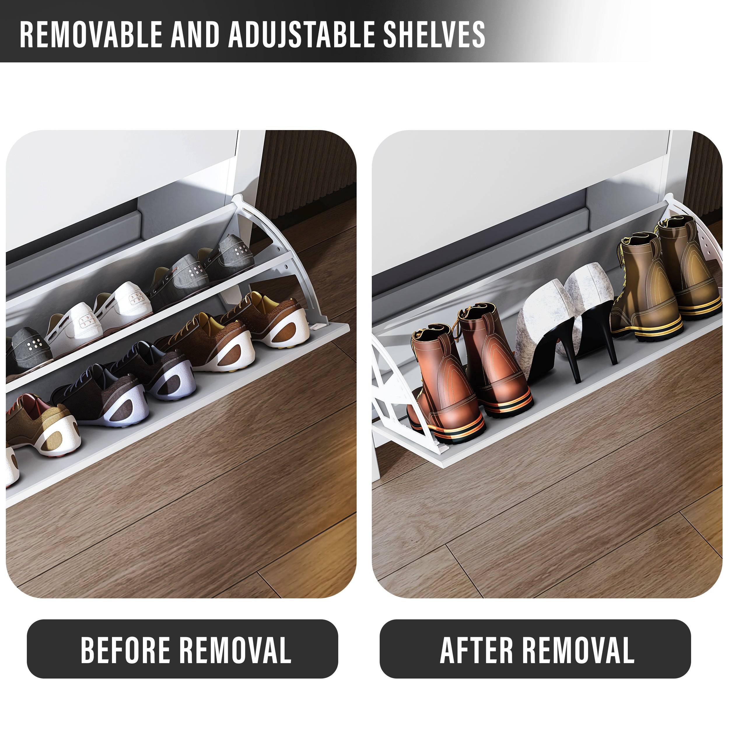 Meuble à chaussures moderne avec tiroirs | Rangement à chaussures à 2 portes