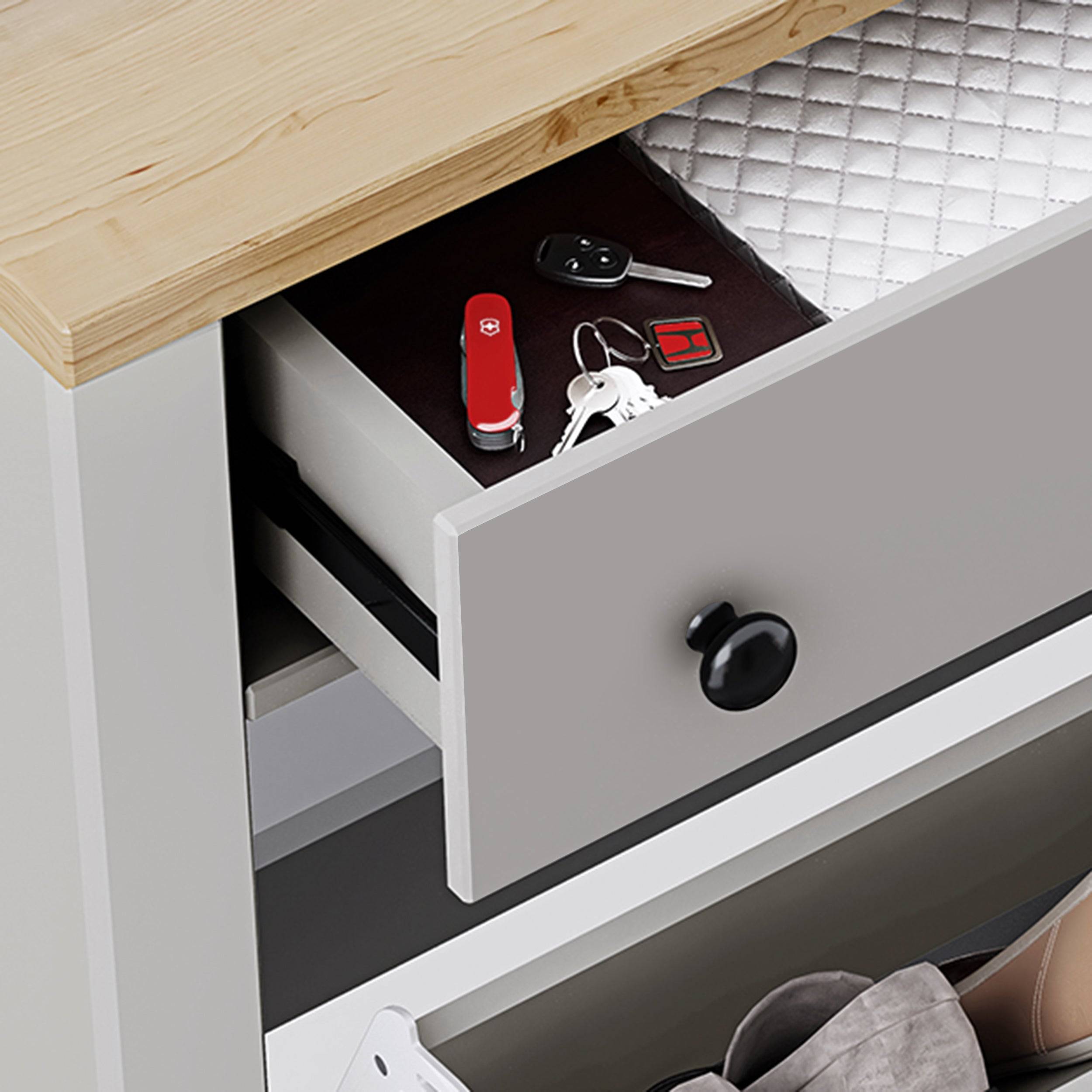 Meuble à chaussures moderne avec tiroirs | Rangement à chaussures à 2 portes