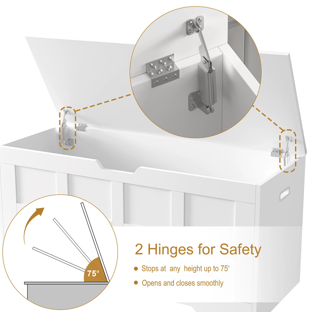 Coffre de rangement - Coffre à couvertures ou à jouets de style shaker avec couvercle et charnières de sécurité