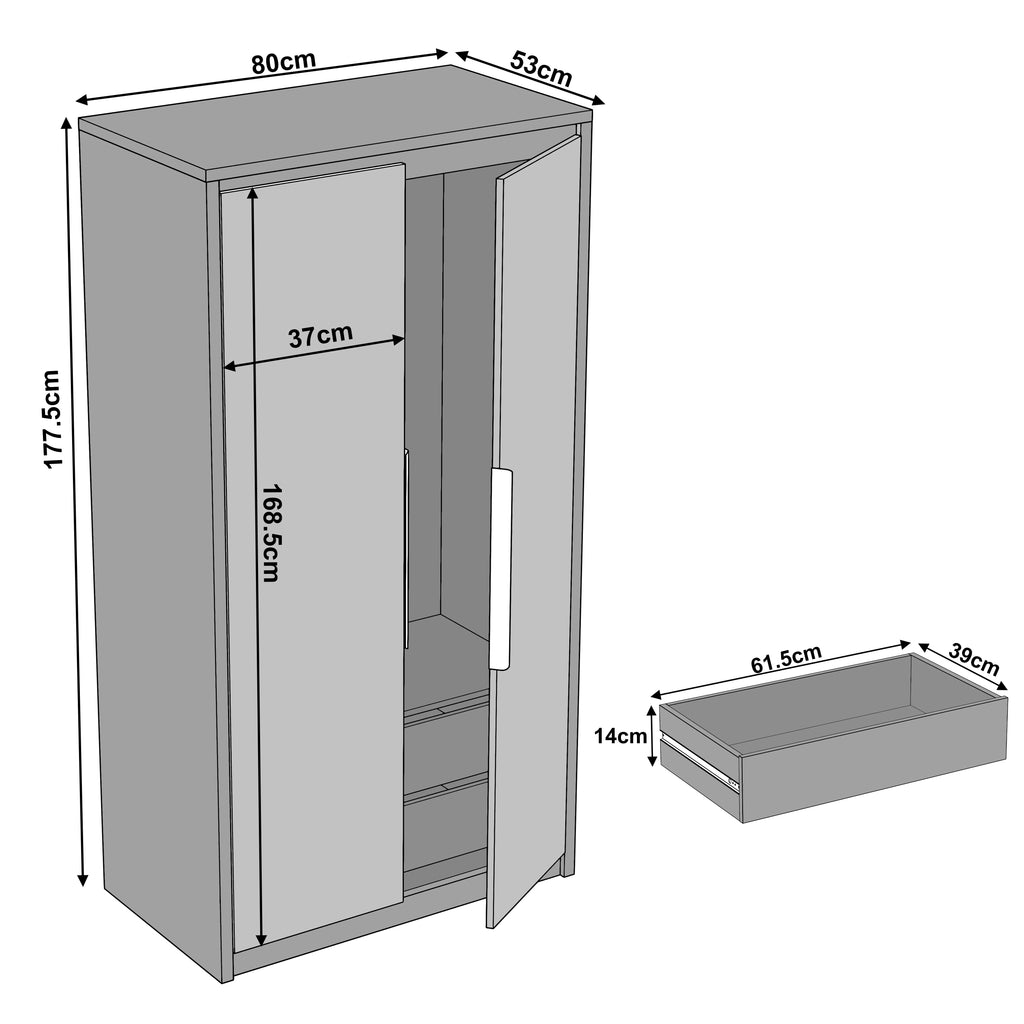 Armoire double Skova avec tiroirs et penderie