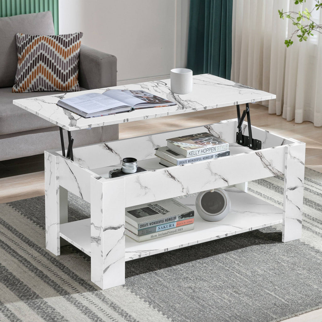 Table basse de rangement avec plateau relevable | Table basse moderne relevable de 120 cm de large